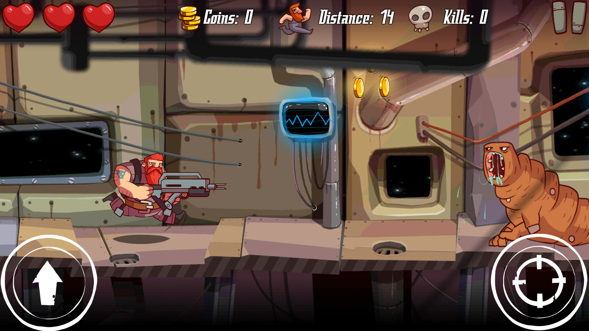 跑酷题材的2d科幻射击游戏《太空大胡子》v2.0